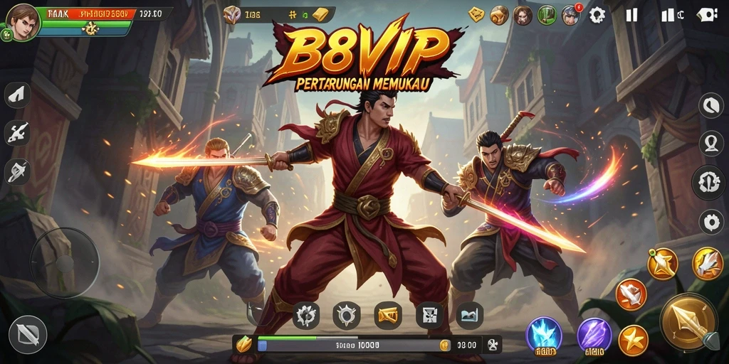 Tampilan menarik dari B8VIP saat karakter bertarung di arena.