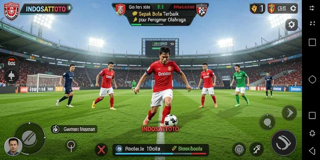 Screenshot menunjukkan momen seru dalam permainan sepak bola.