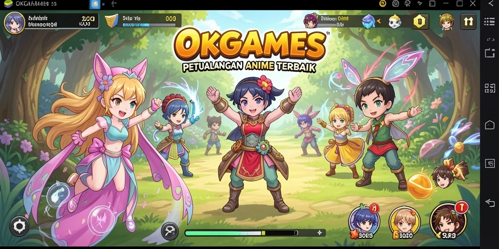 Screenshot gameplay OKGAMES menampilkan duel karakter anime yang menegangkan.
